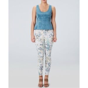 Spanx Jean-ish Ankle Leggings in Blue Abstract Floral Size L